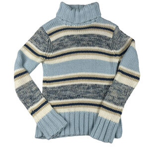 Euroad Sweater Womens Large Multi Striped Knit Acrylic Long Sleeve Turtleneck